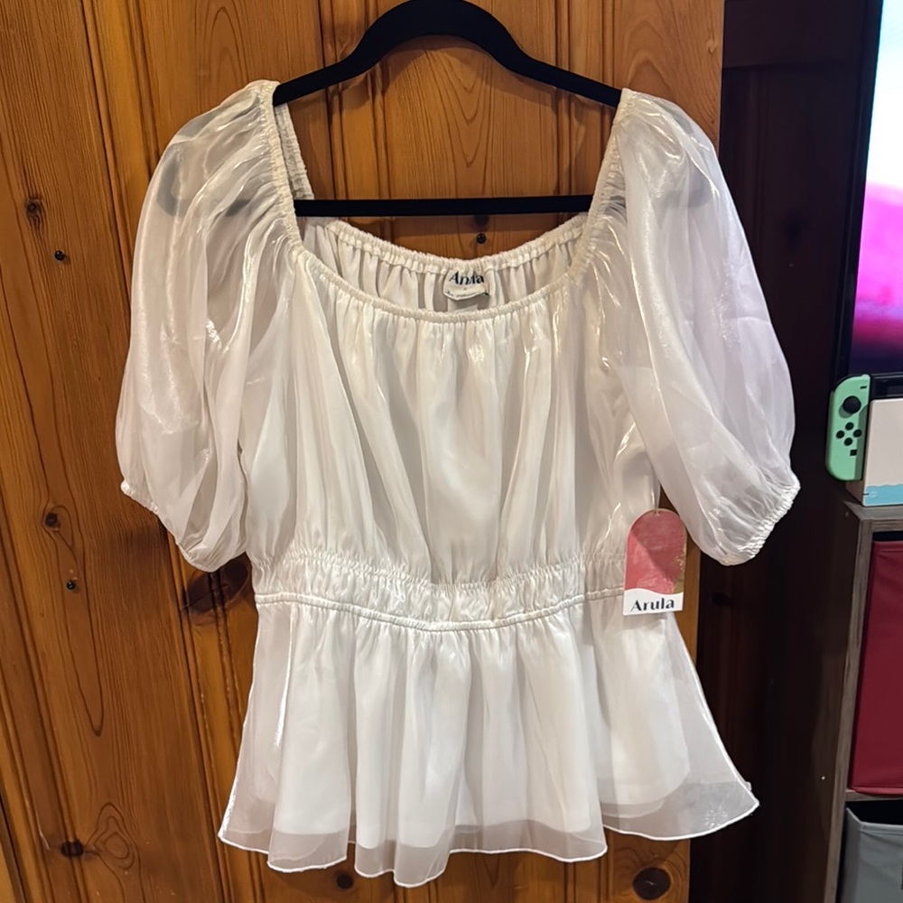 Arula White Sheer Women's Top